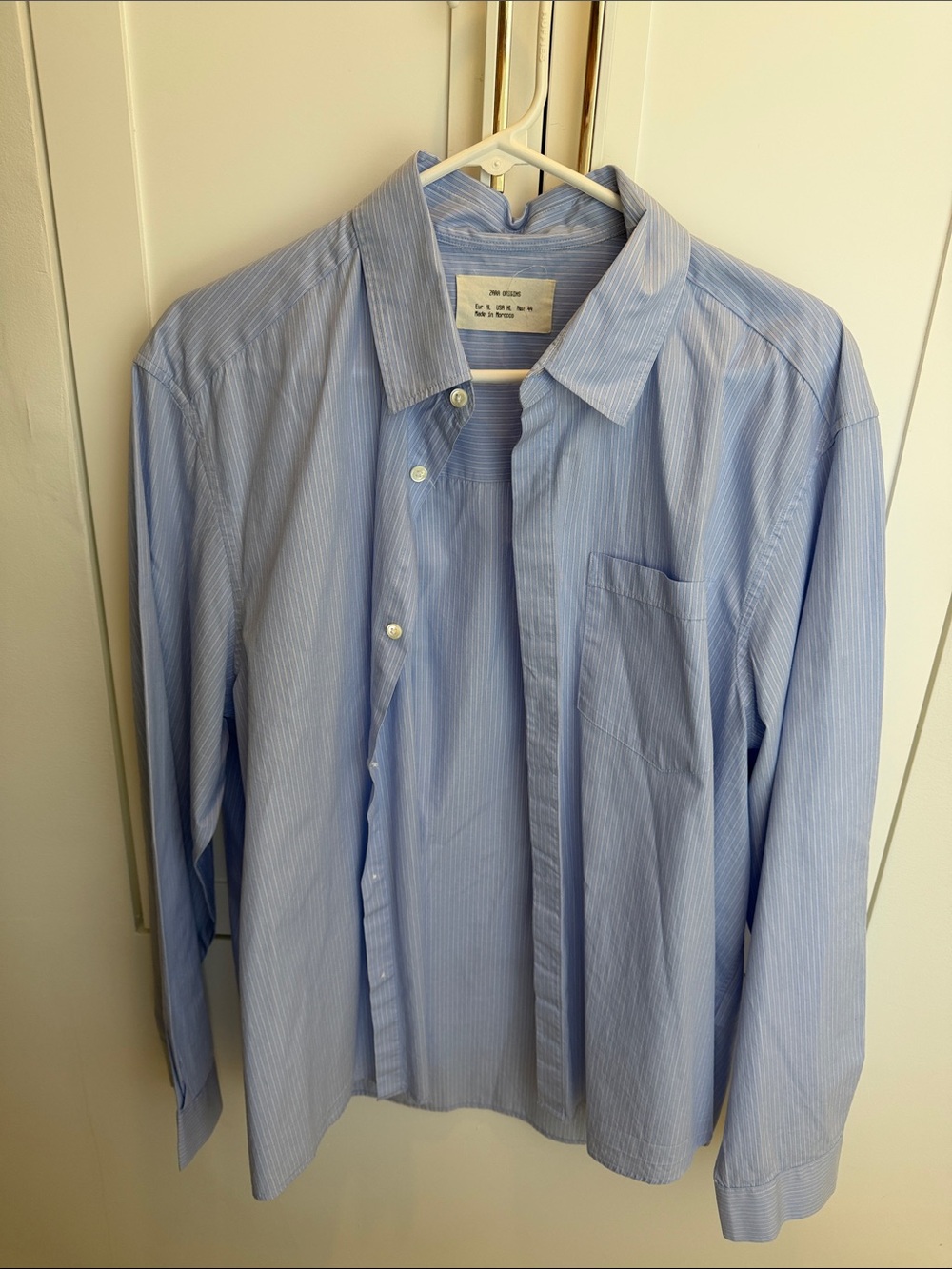 Zara Origins Pale Blue Pinstripe Men's Dress Shirt